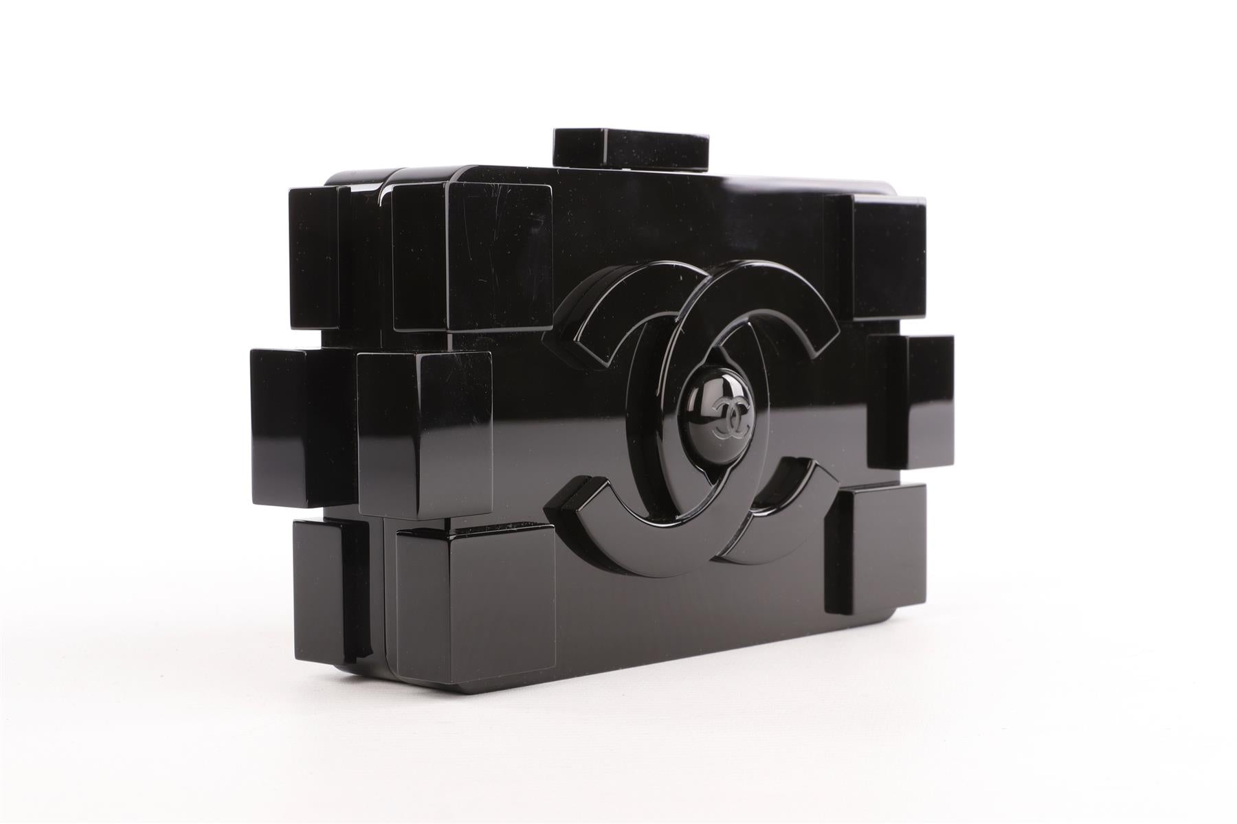 CHANEL BLACK 2014 BOY BRICK LEGO PLEXIGLASS CLUTCH