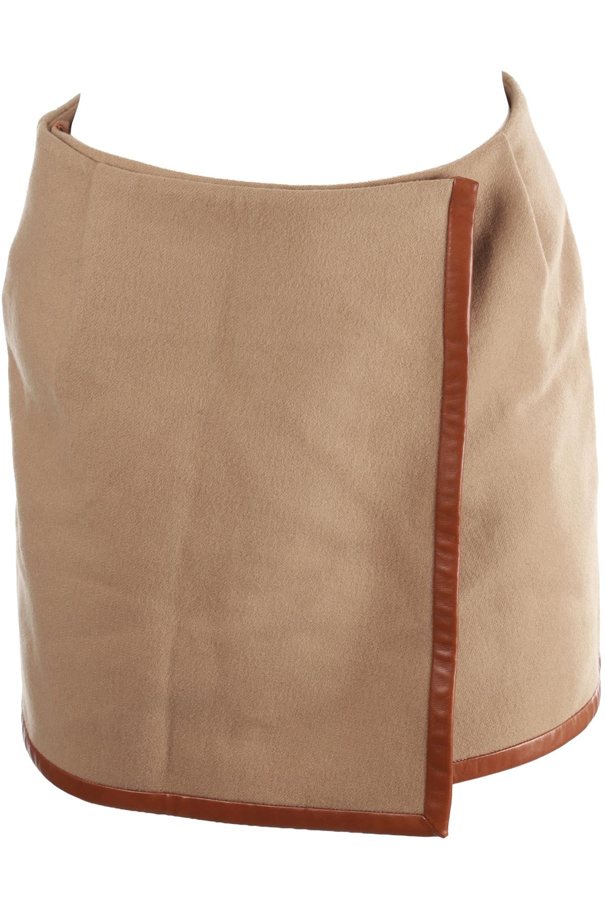 CELINE TAN VINTAGE WOOL MINI SKIRT FR 36 UK 8