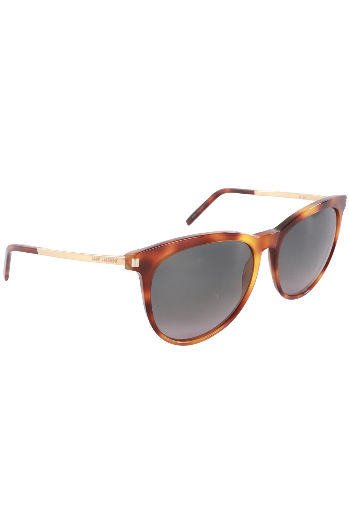 SAINT LAURENT BROWN ROUND FRAME ACETATE SUNGLASSES