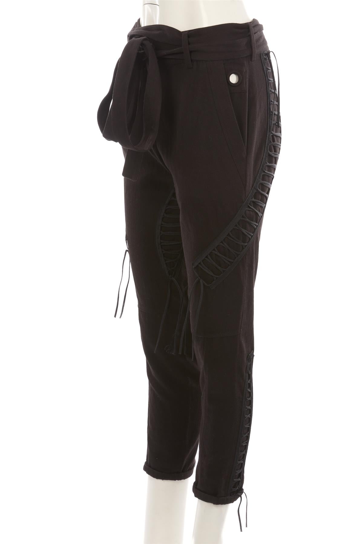 SAINT LAURENT BLACK COTTON CARGO PANTS FR 34 UK 6