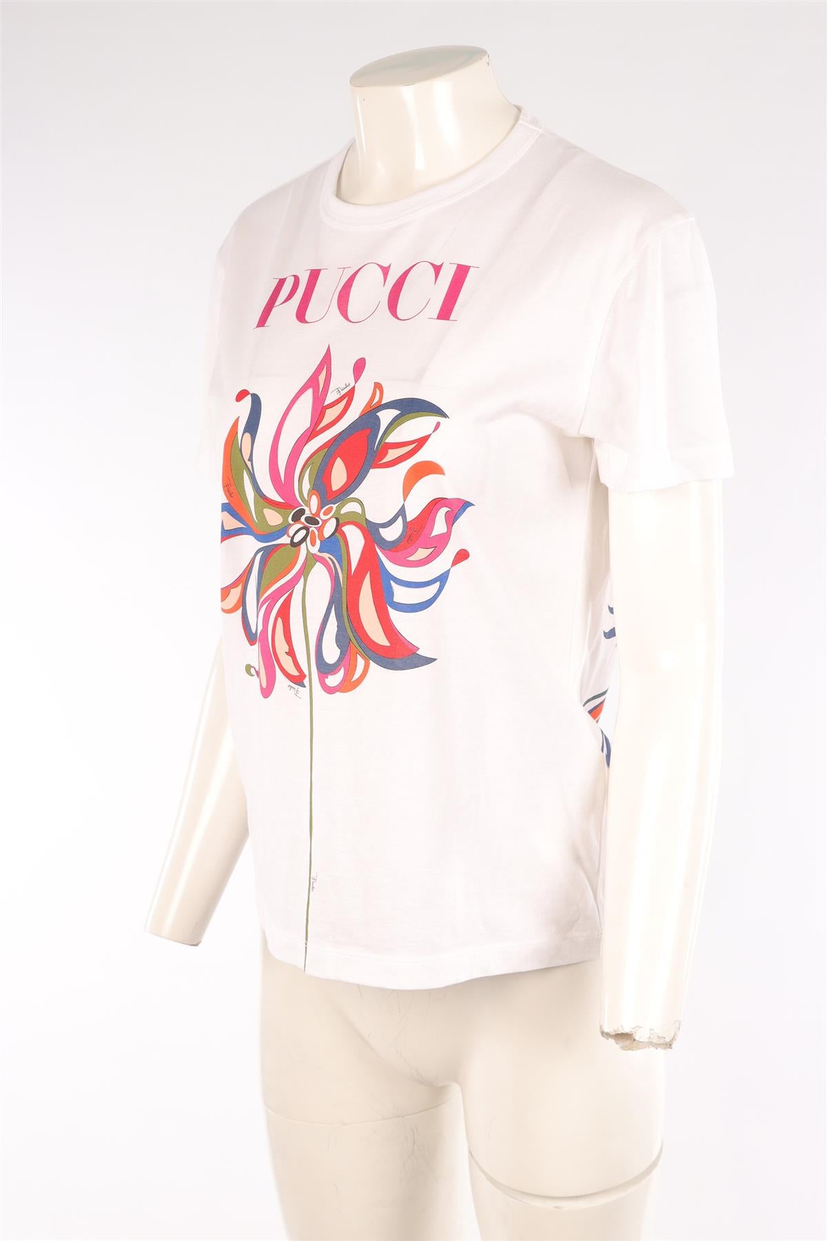 PUCCI WHITE COTTON T-SHIRT SMALL