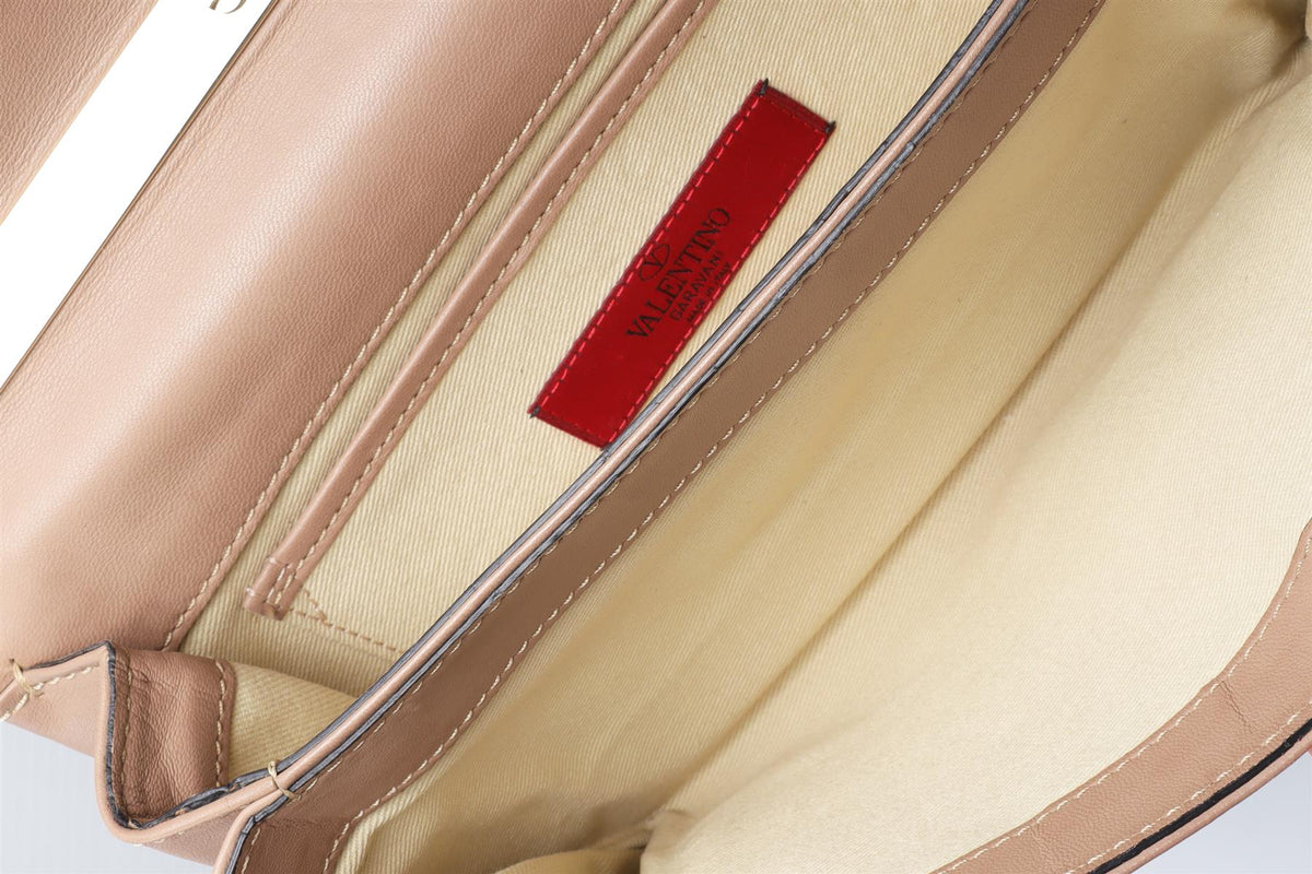 VALENTINO GARAVANI TAUPE VA VA VOOM LEATHER SHOULDER BAG