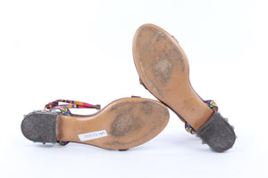 VALENTINO BROWN ROCKSTUD LEATHER SANDALS EU 38 UK 5 US 8