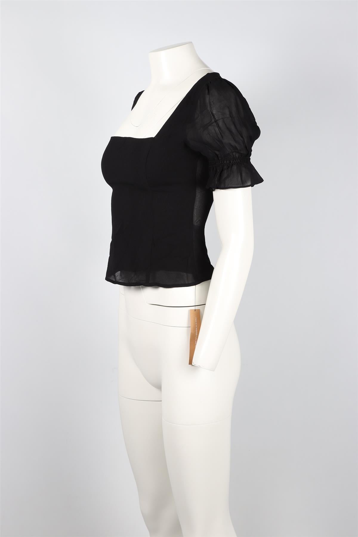 REFORMATION BLACK CHIFFON TOP US 2 UK 6