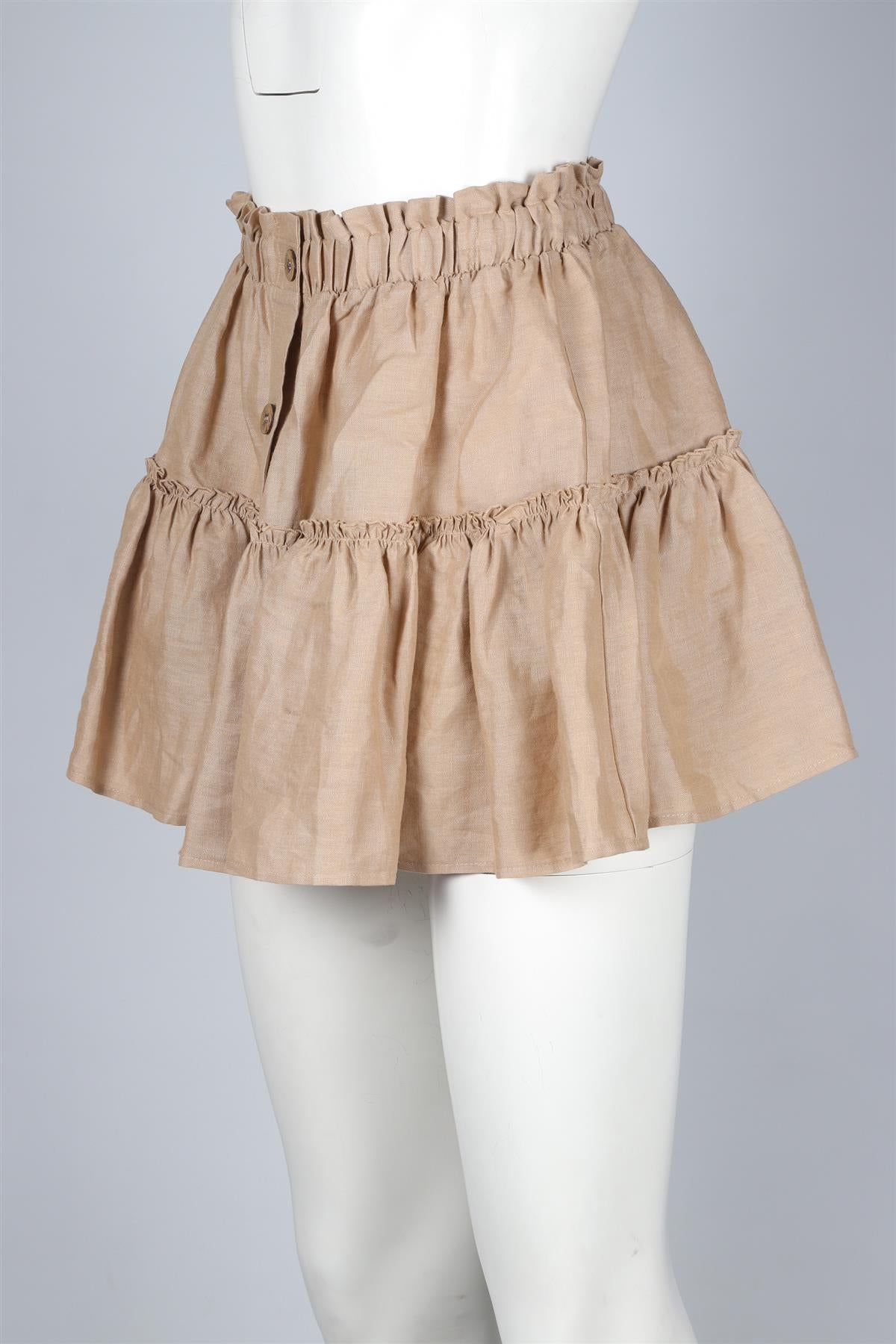 EBERJEY BEIGE LINEN MINI SKIRT SMALL