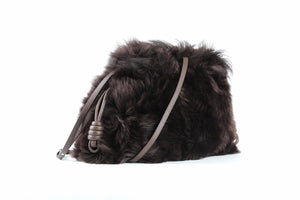 LOEWE BROWN FLAMENCO SHEARLING SHOULDER BAG