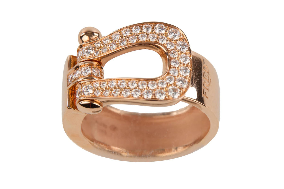 FRED FORCE 10 18K ROSE GOLD AND DIAMOND RING SIZE 53