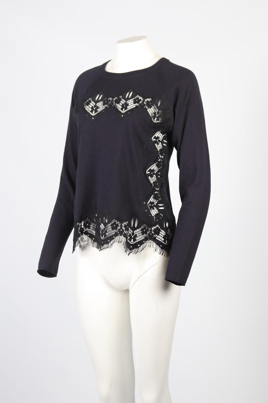 CHLOÉ LACE AND SILK BLEND SWEATER XSMALL