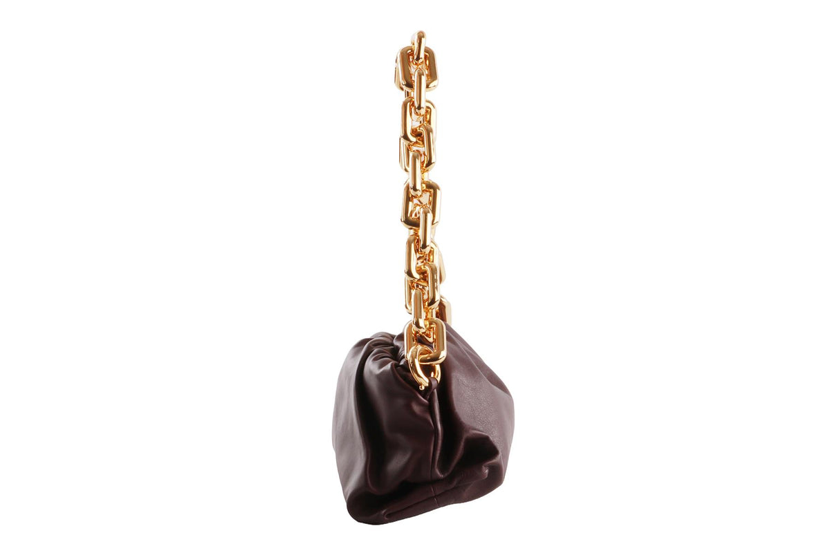 PURPLE THE CHAIN POUCH LEATHER SHOULDER BAG