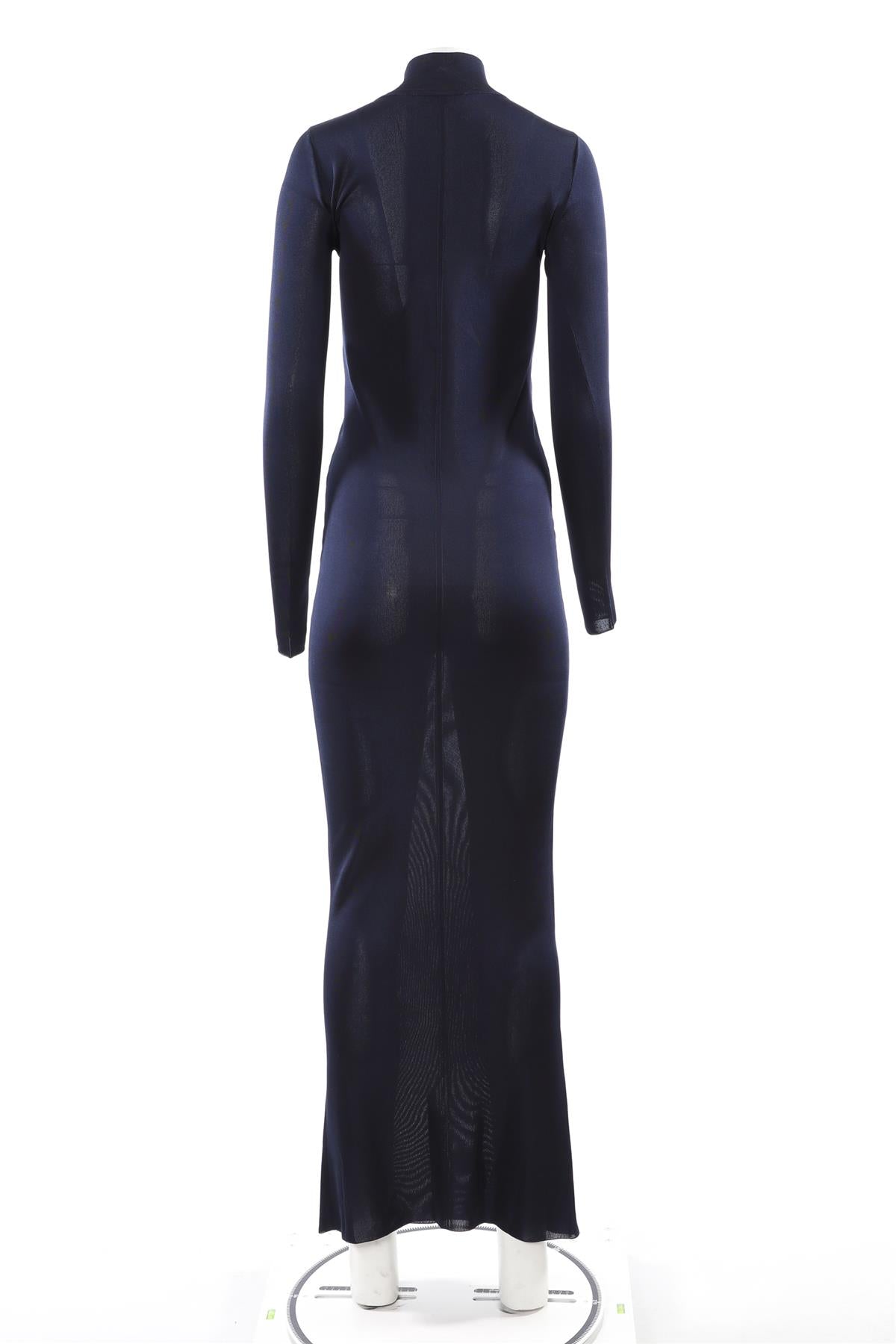 SAINT LAURENT NAVY KNIT MAXI DRESS SMALL