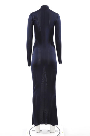 SAINT LAURENT NAVY KNIT MAXI DRESS SMALL