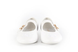 CHANEL WHITE 2025 CC LEATHER BALLET FLATS EU 38.5 UK 5.5 US 8.5