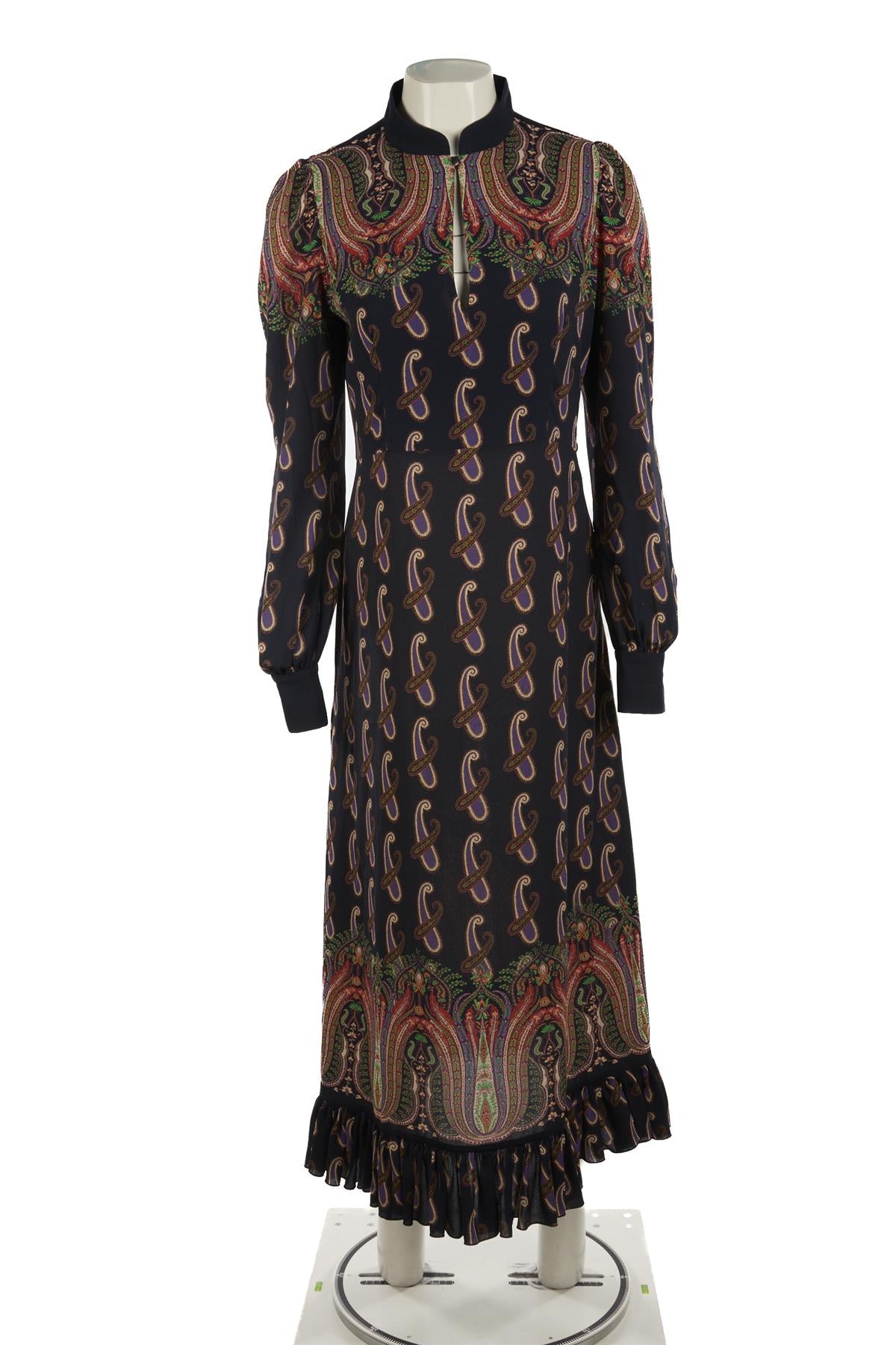 ETRO NAVY CREPE MAXI DRESS UK 10