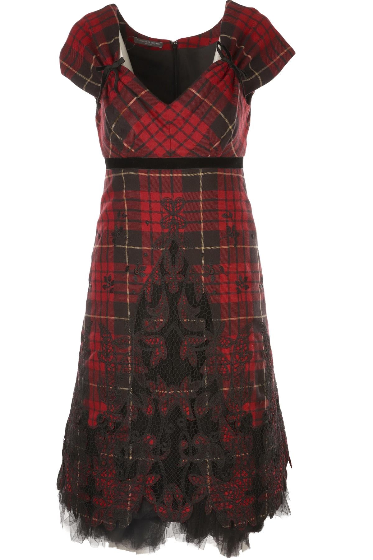ALEXANDER MCQUEEN RED 2006 WOOL MIDI DRESS IT 40 UK 8