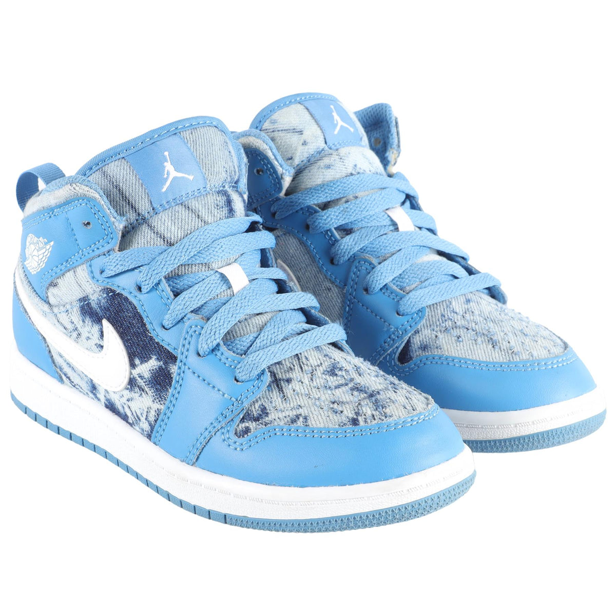 NIKE KIDS BOYS JORDAN 1 MID WASHED DENIM SNEAKERS EU 32 UK 13.5 US 1