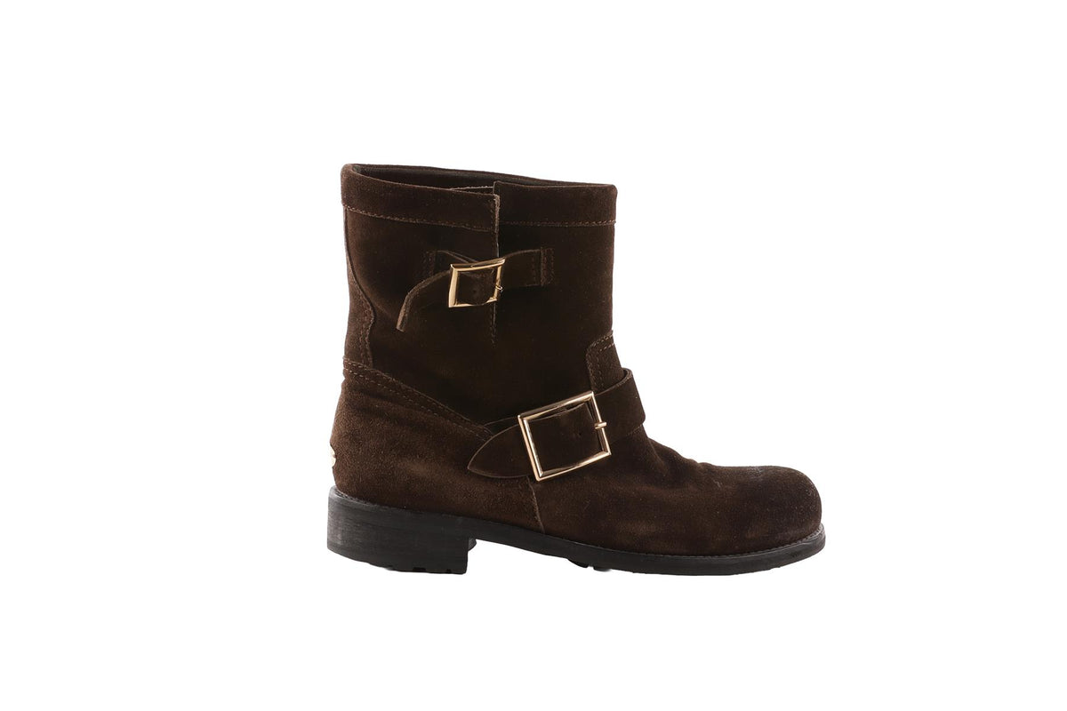 JIMMY CHOO BROWN SUEDE ANKLE BOOTS EU 38 UK 5 US 8