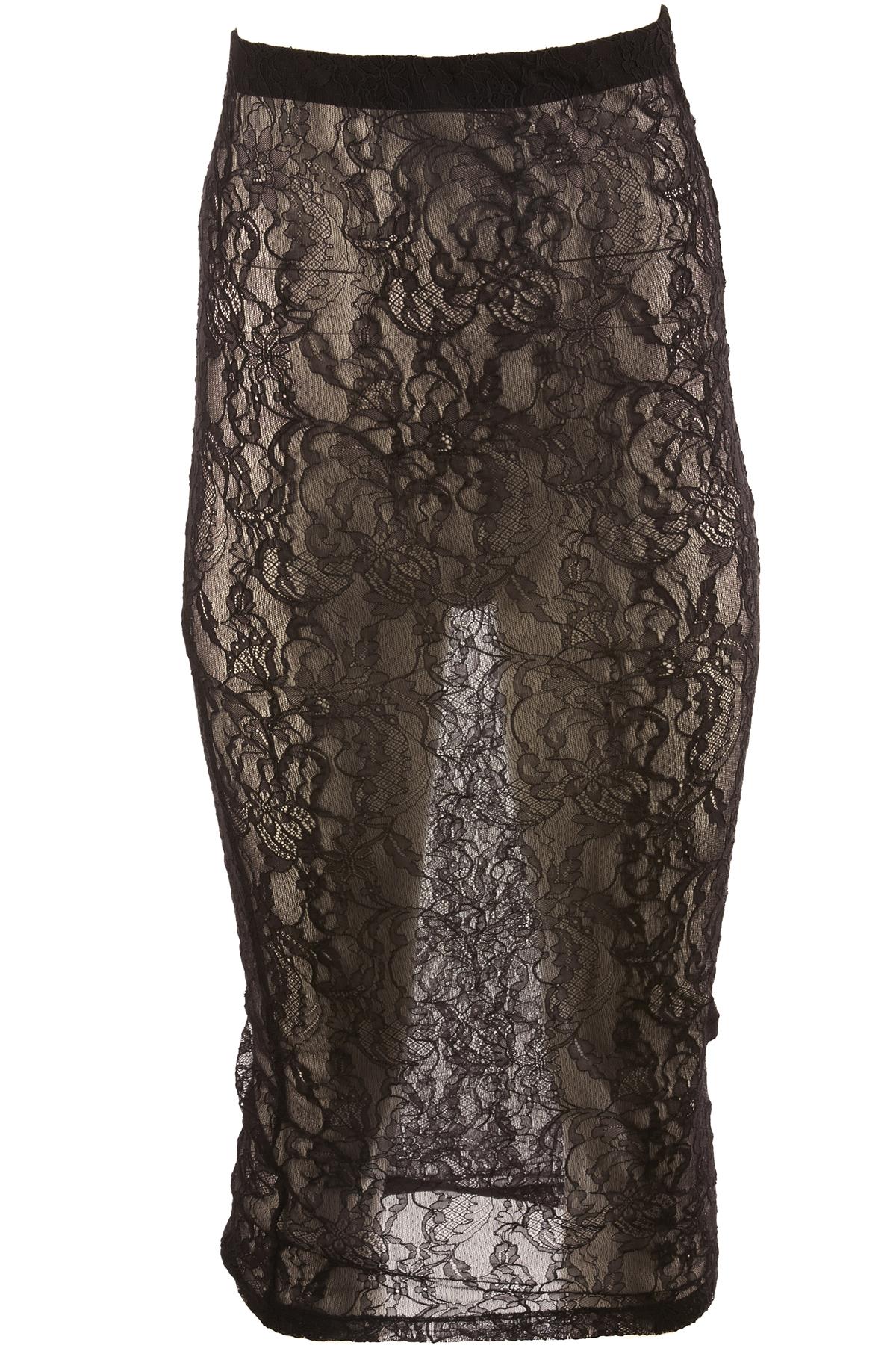 WARDROBE NYC BLACK LACE MIDI SKIRT XSMALL