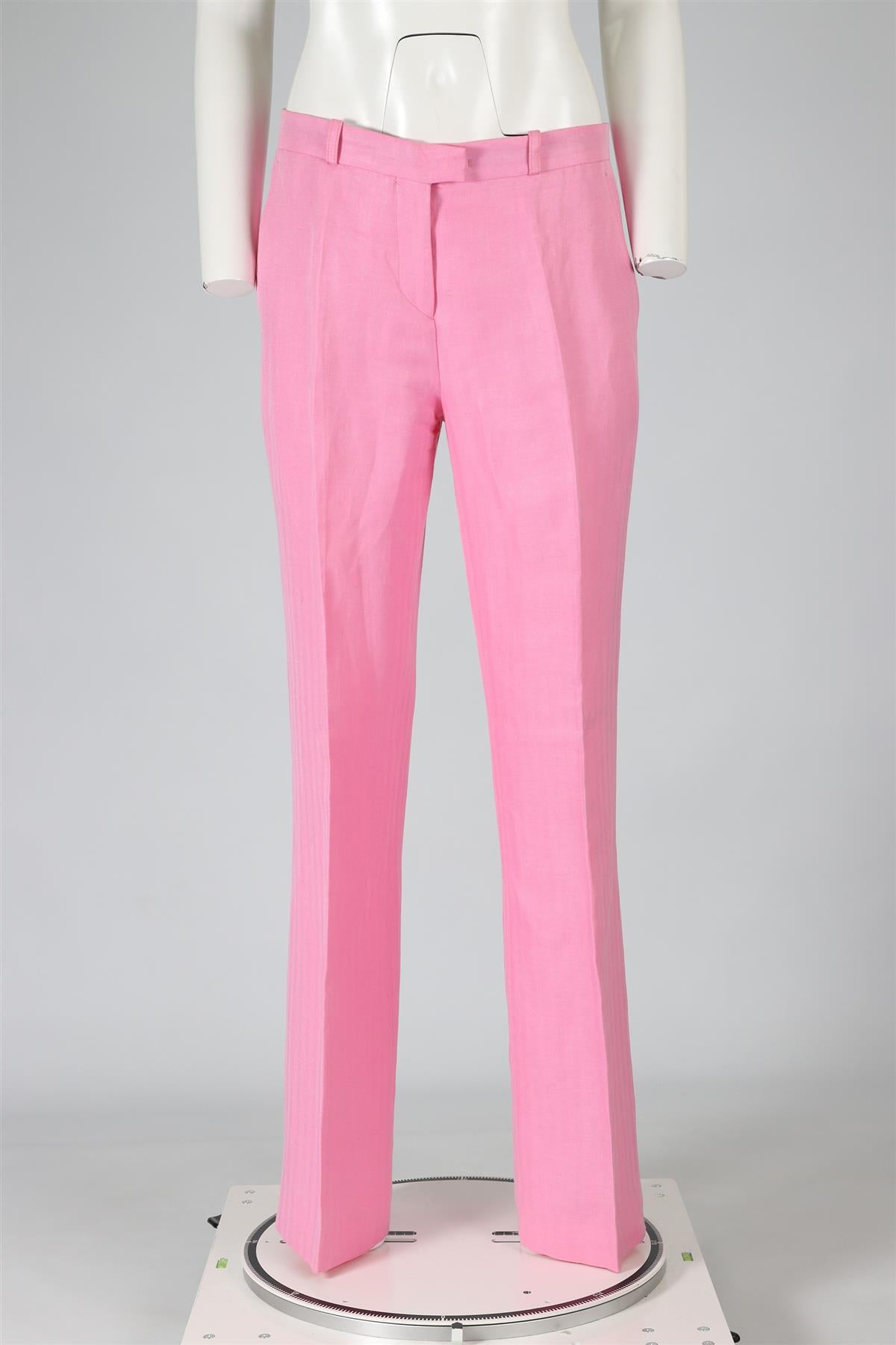 ETRO PINK LINEN STRAIGHT LEG PANTS IT 42 UK 10