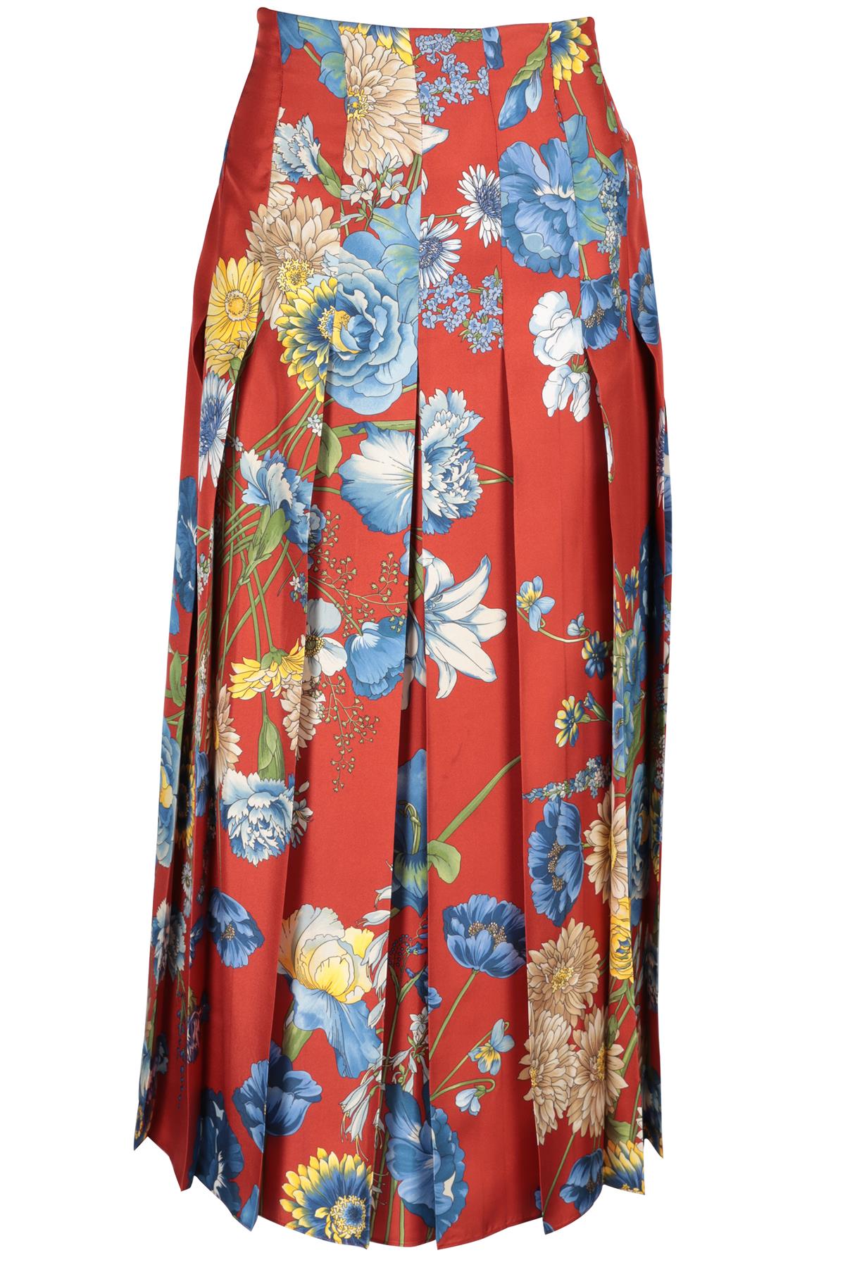 GUCCI RED SILK MIDI SKIRT IT 44 UK 12