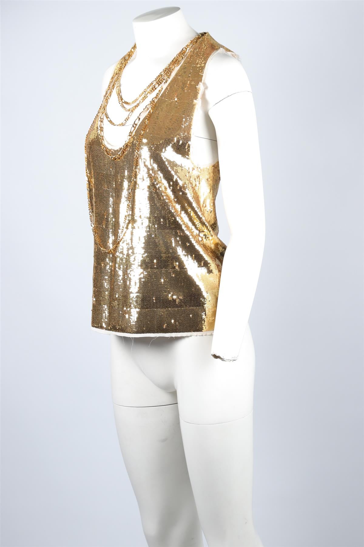 BALMAIN GOLD SEQUIN TOP FR 34 UK 6