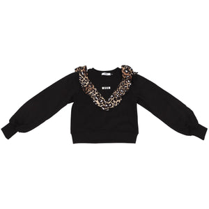 MSGM BLACK KIDS GIRLS COTTON SWEATSHIRT 8 YEARS