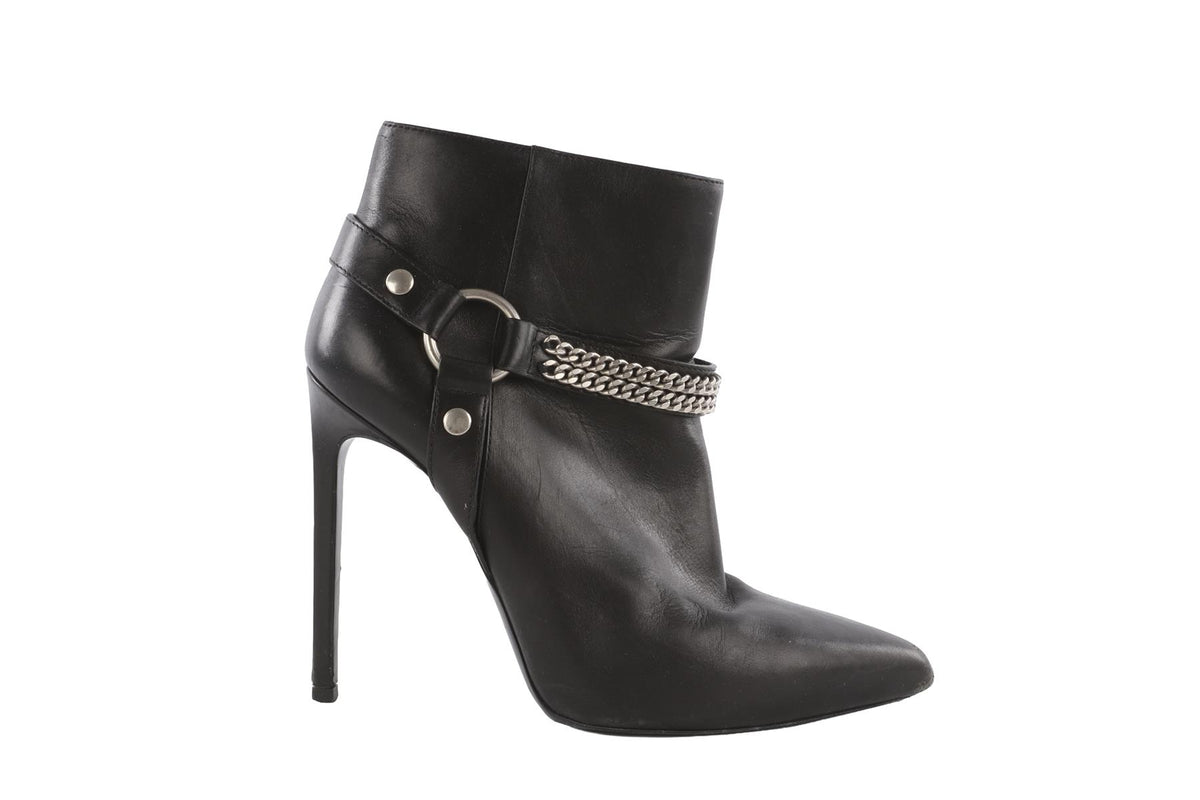 SAINT LAURENT BLACK LEATHER ANKLE BOOTS EU 38.5 UK 5.5 US 8.5