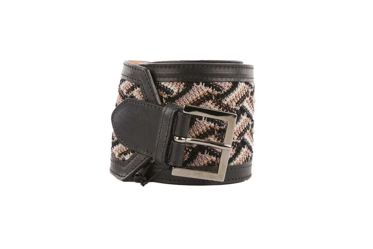 MISSONI BLACK LEATHER WAIST BELT 80CM