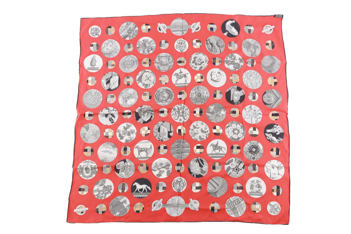 HERMÈS RED POIS DE SOIE SILK SCARF 65CM