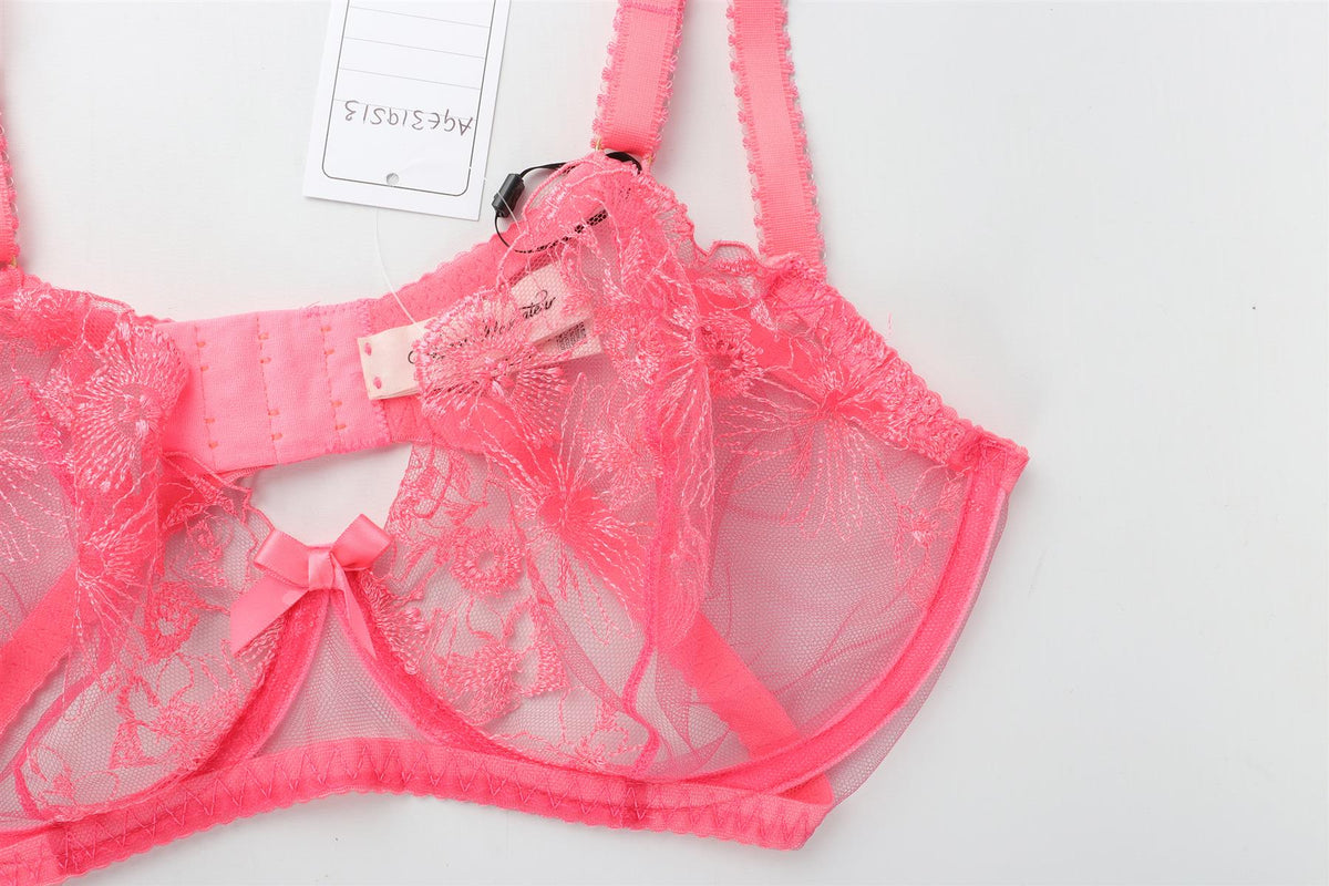 AGENT PROVOCATEUR PINK BRA AND SUSPENDER SET UK 34 E/1