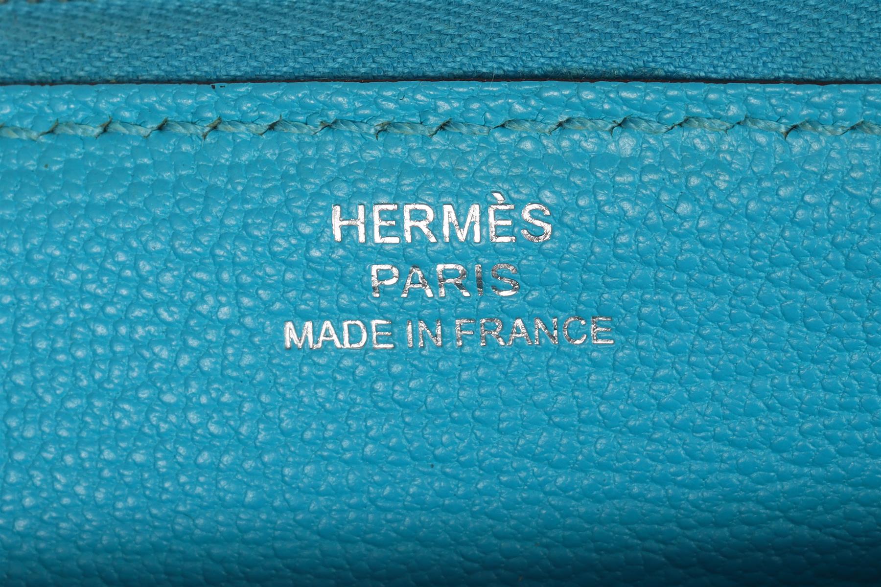 HERMÈS BLUE 2015 AZAP CLASSIC EVERGRAIN LEATHER WALLET