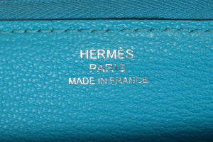 HERMÈS BLUE 2015 AZAP CLASSIC EVERGRAIN LEATHER WALLET