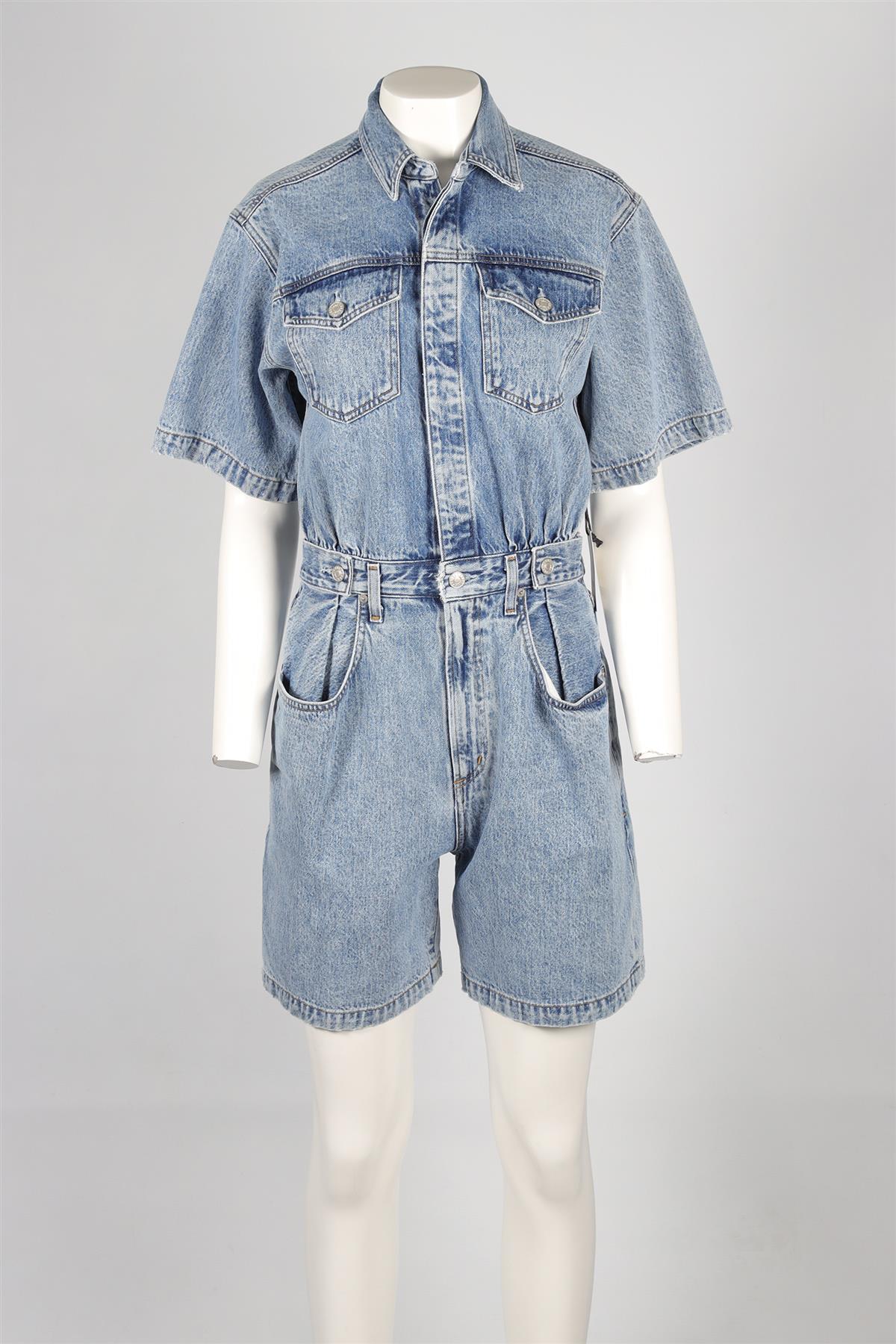 AGOLDE BLUE DENIM PLAYSUIT US 4 UK 8