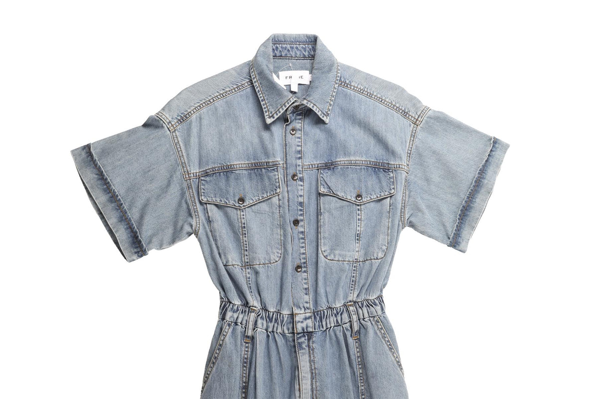 FRAME BLUE DENIM JUMPSUIT XXSMALL