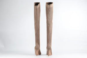 GIANVITO ROSSI BEIGE KNIT OVER THE KNEE BOOTS EU 39 UK 6 US 9