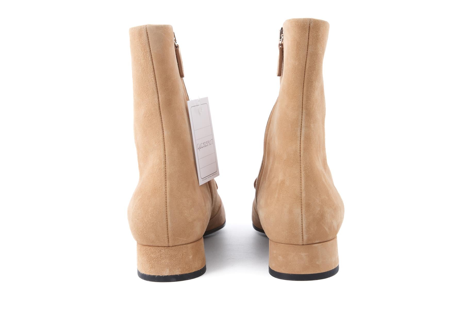 GUCCI TAN LILLIAN SUEDE ANKLE BOOTS EU 39.5 UK 6.5 US 9.5