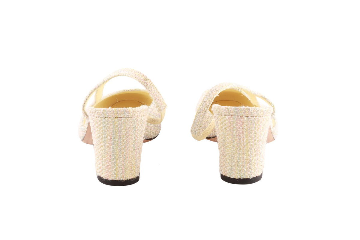 CHANEL MULTI TWEED SLINGBACK PUMPS EU 39.5 UK 6.5 US 9.5