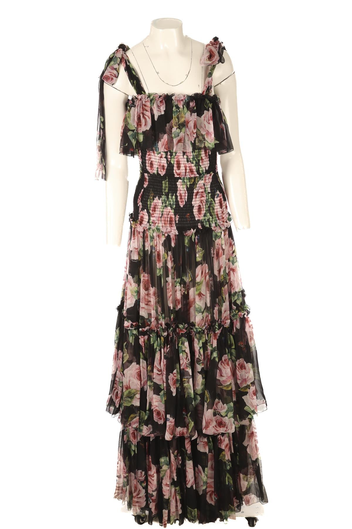 DOLCE & GABBANA MULTI SILK MAXI DRESS IT 40 UK 8