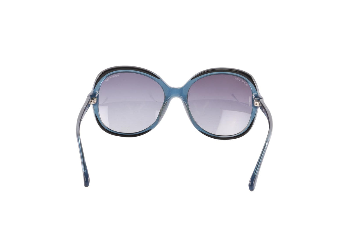 CHANEL BLACK ROUND FRAME ACETATE SUNGLASSES