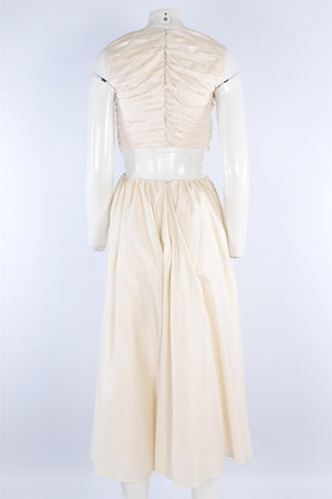 MORE NOIR CREAM COTTON MAXI DRESS SMALL