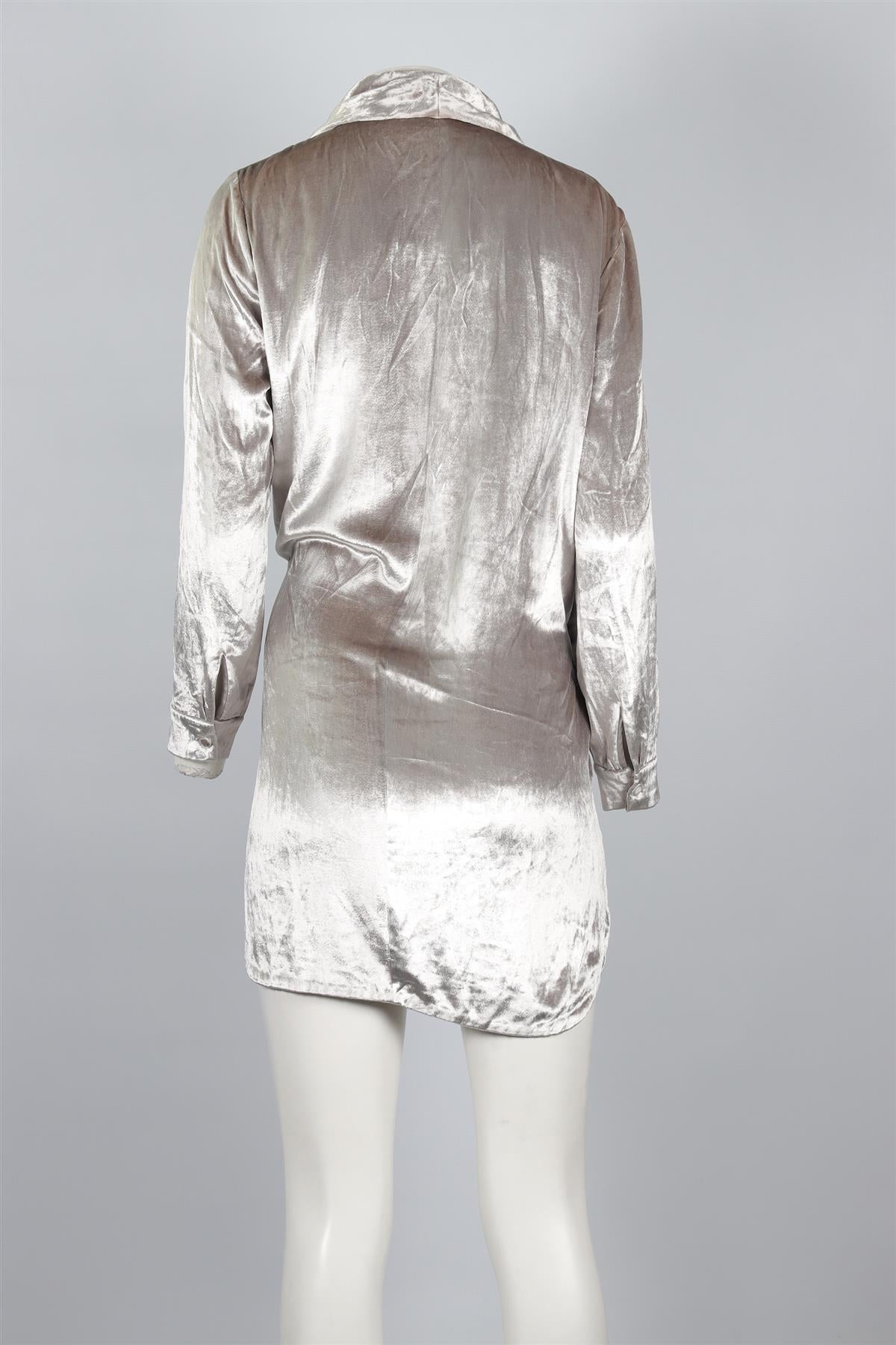 MICHELLE MASON GREY VELVET MINI DRESS US 2 UK 6