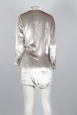 MICHELLE MASON GREY VELVET MINI DRESS US 2 UK 6