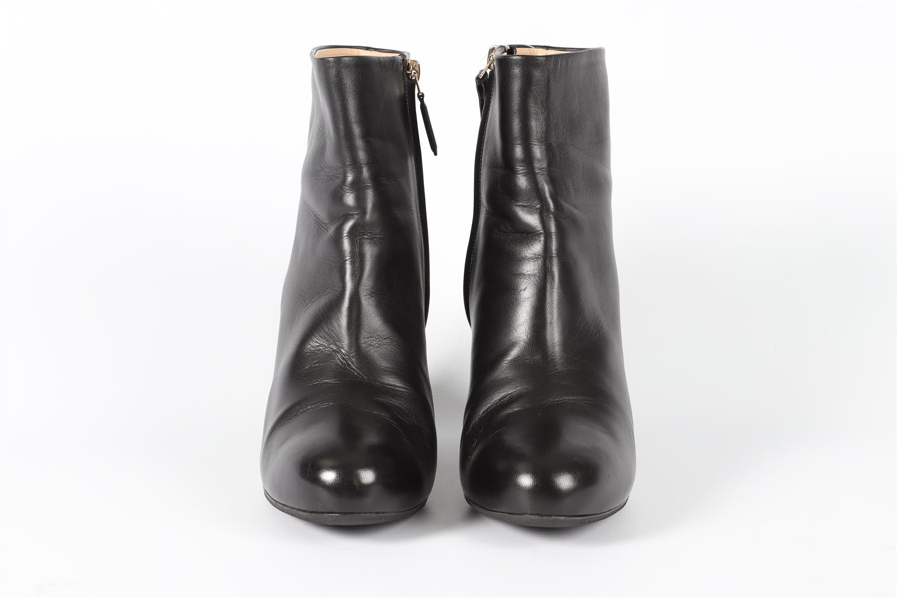 CHANEL BLACK 2015 LEATHER WEDGE ANKLE BOOTS EU 40 UK 7 US 10