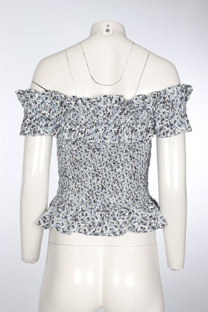 GANNI BLUE COTTON TOP UK 14