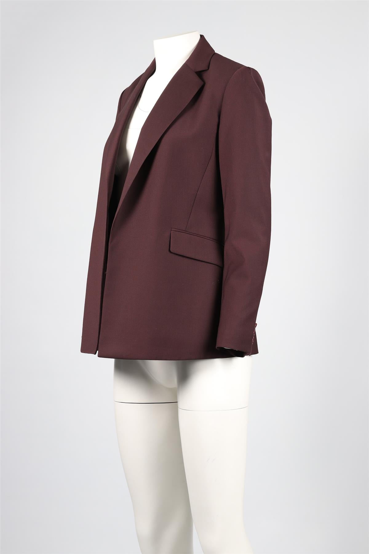 THEORY BURGUNDY WOOL BLEND BLAZER US 4 UK 8