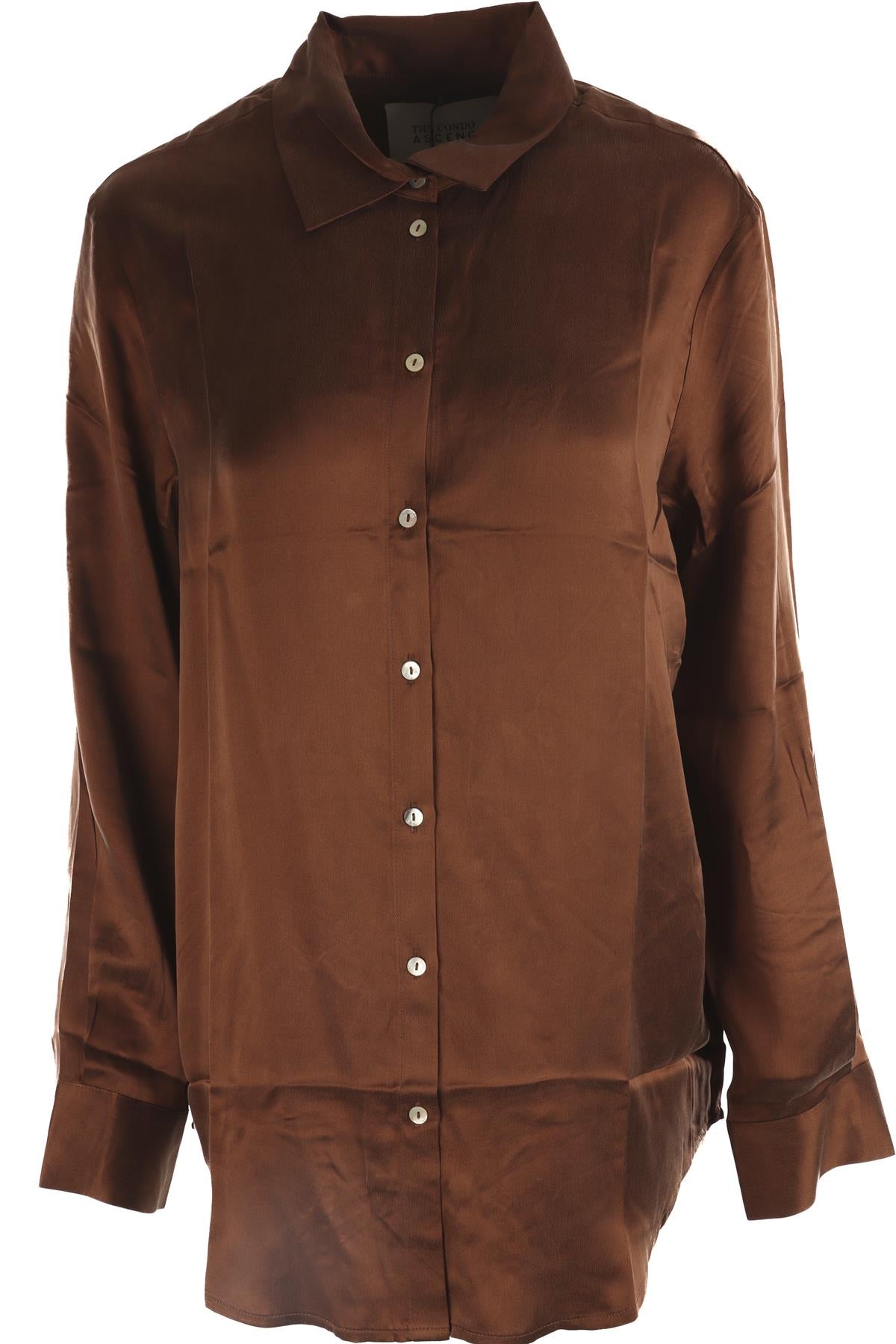 THE CONDO + ASCENO BROWN SILK SHIRT SMALL