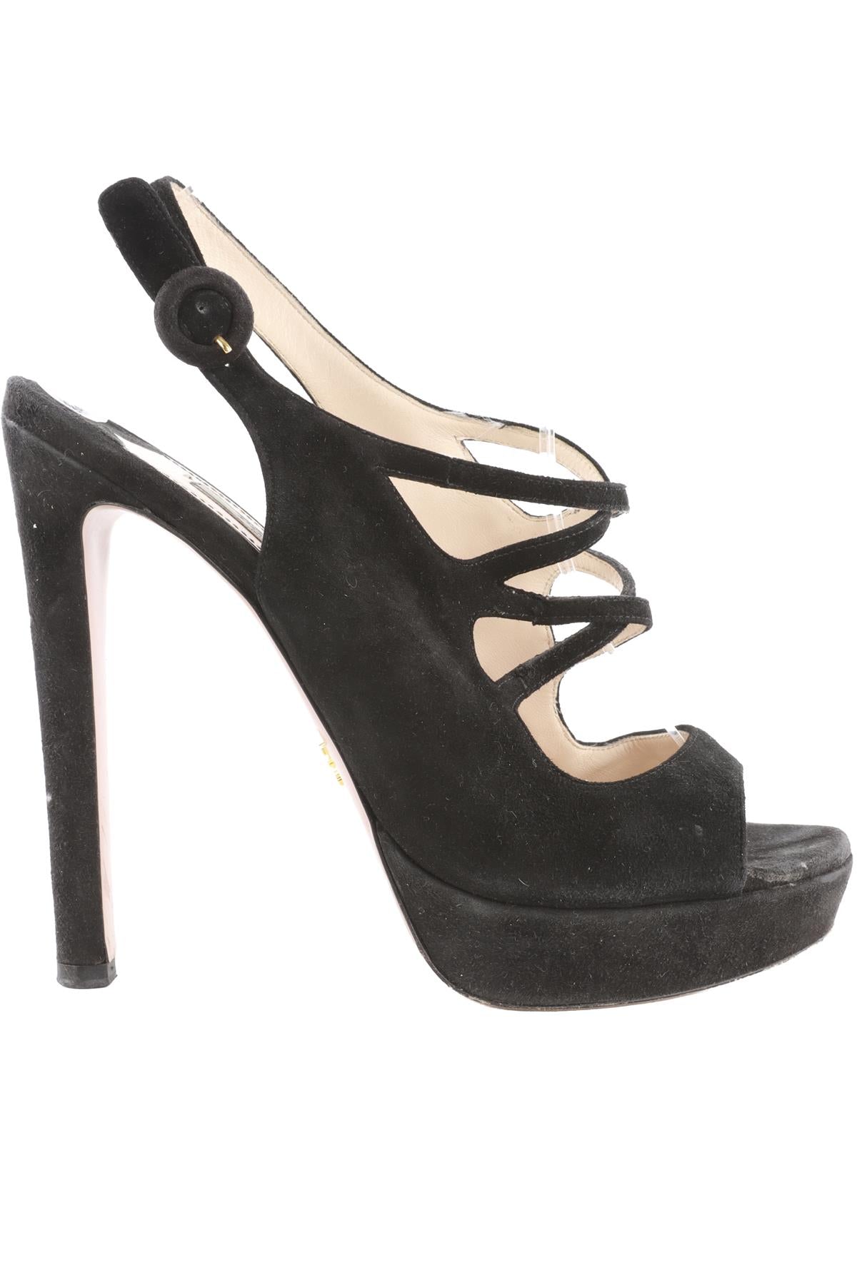 PRADA BLACK SUEDE PLATFORM SANDALS EU 38 UK 5 US 8
