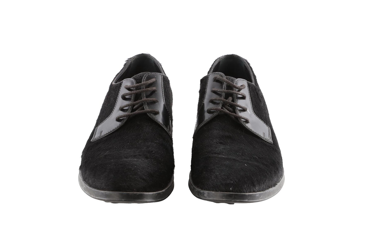 TOD'S BLACK CALF HAIR BROGUES EU 37.5 UK 4.5 US 7.5