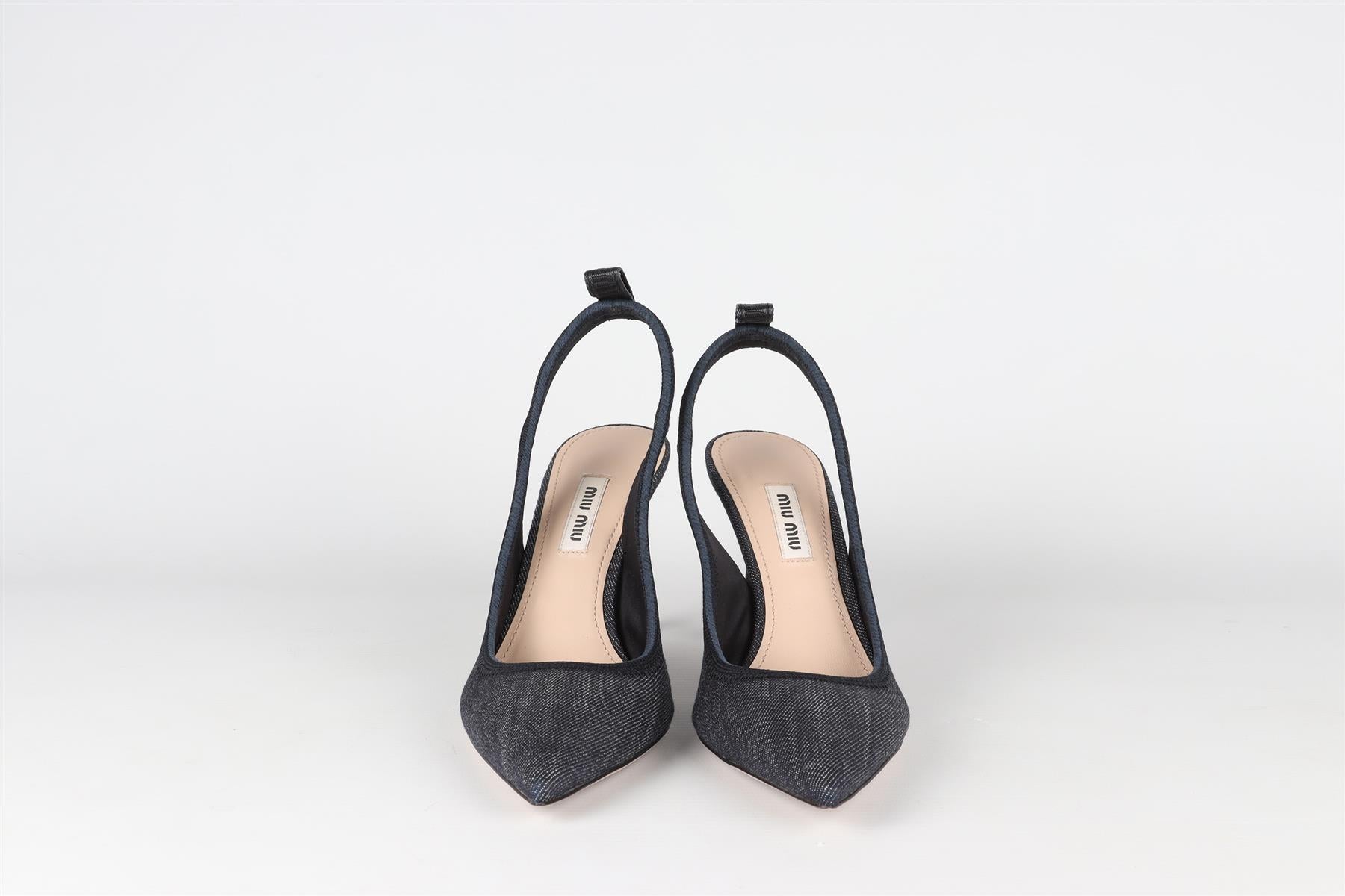 MIU MIU NAVY DENIM SLINGBACK PUMPS EU 36.5 UK 3.5 US 6.5