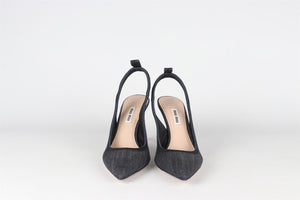 MIU MIU NAVY DENIM SLINGBACK PUMPS EU 36.5 UK 3.5 US 6.5