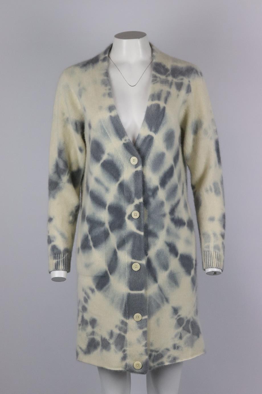 THE ELDER STATESMAN OVERSIZED TIE DYED CASHMERE CARDIGAN XSMALL